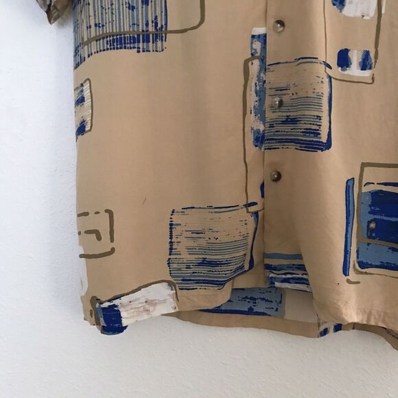 Urban Outfitters Mens Cream Geometric 90s Retro Short Sleeve Collared Shirt - M - Picture 3 of 8